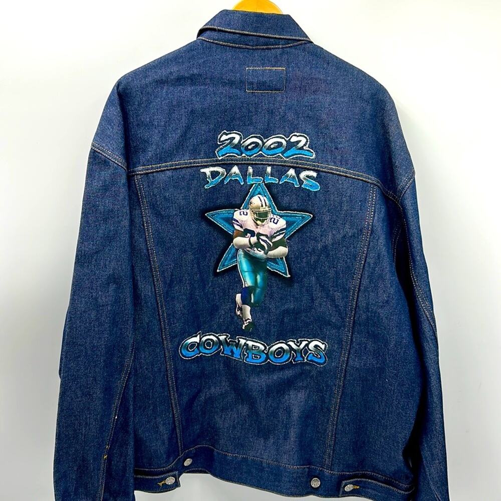 VINTAGE BRIAN BROTHERS DALLAS COWBOYS EMMIITT SMITH CUSTOM DENIM JACKET SIZE 3XL
